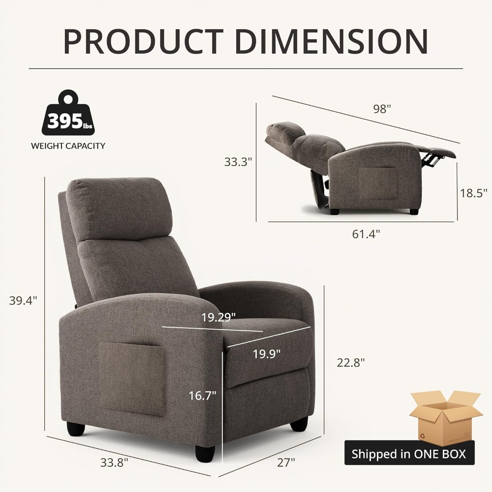 Home Cinema Recliners - 현대식 수동 푸시백 리클라이너 의자, 조절