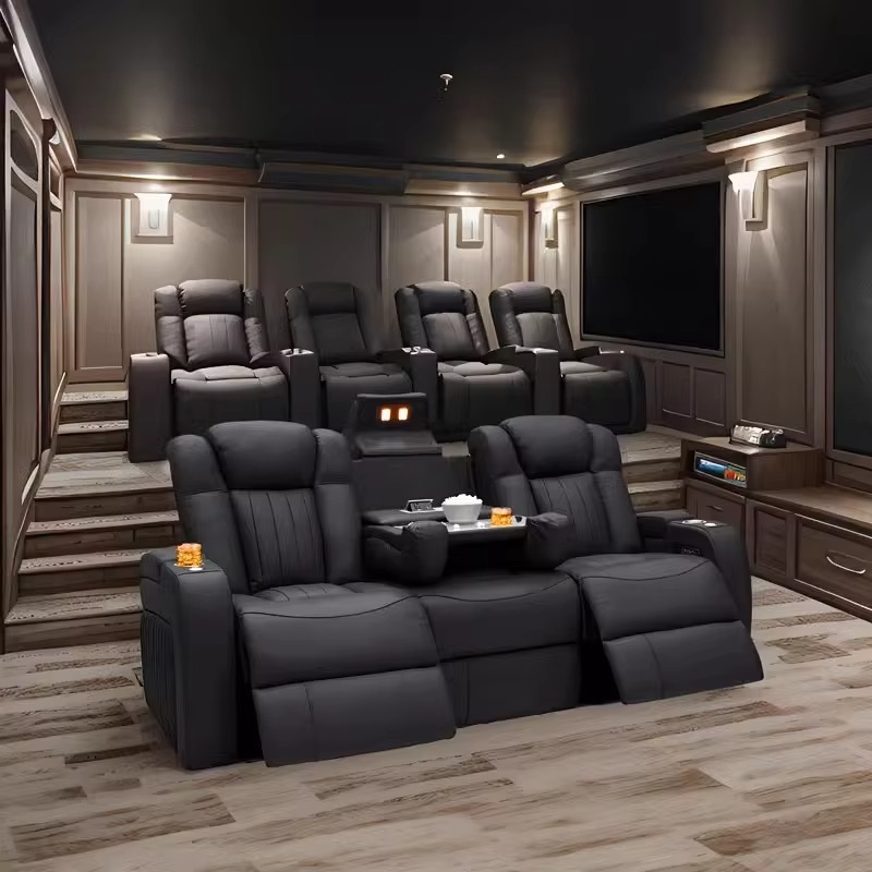 Home Cinema Recliners - 가죽 리클라이너 소파 세트, 전동 리클라이너