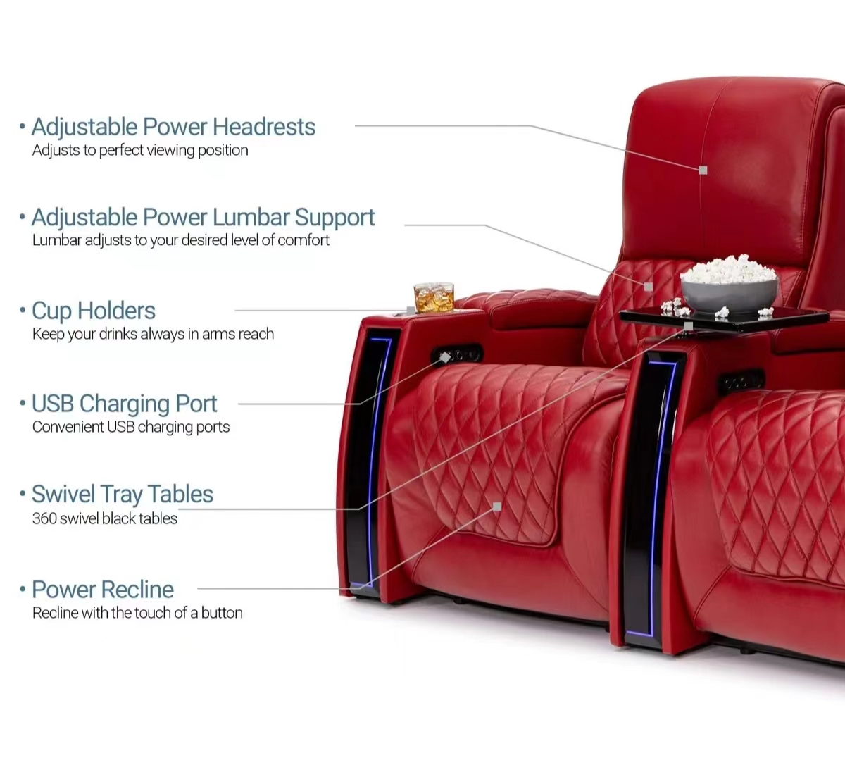 공장 맞춤형 전동 가죽 영화관 홈 시네마 좌석 리클라이 - Home Cinema Recliners 리뷰 및 가격