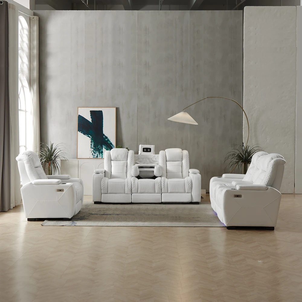 럭셔리 전동 리클라이너 화이트 가죽 소파, 홈시어터용  - Home Cinema Recliners 리뷰 및 가격