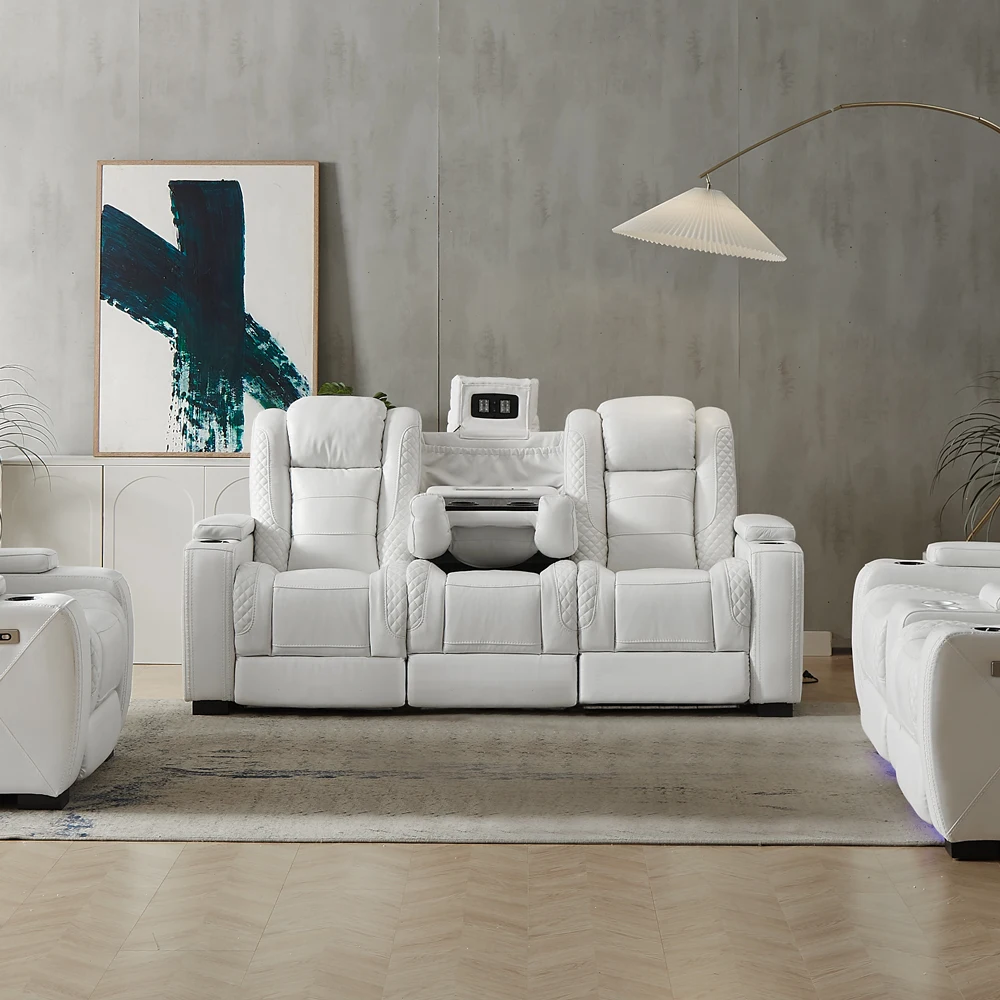럭셔리 전동 리클라이너 화이트 가죽 소파, 홈시어터용  - Home Cinema Recliners 리뷰 및 가격