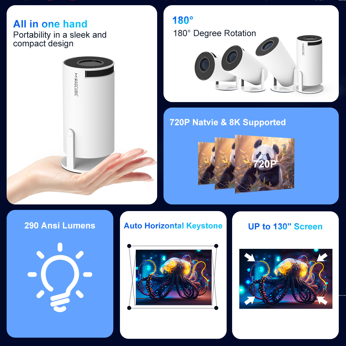 Magcubic 프로젝터 HY300 Pro 8K 안드로 - Home Cinema Projector Xiaomi 리뷰 및 가격