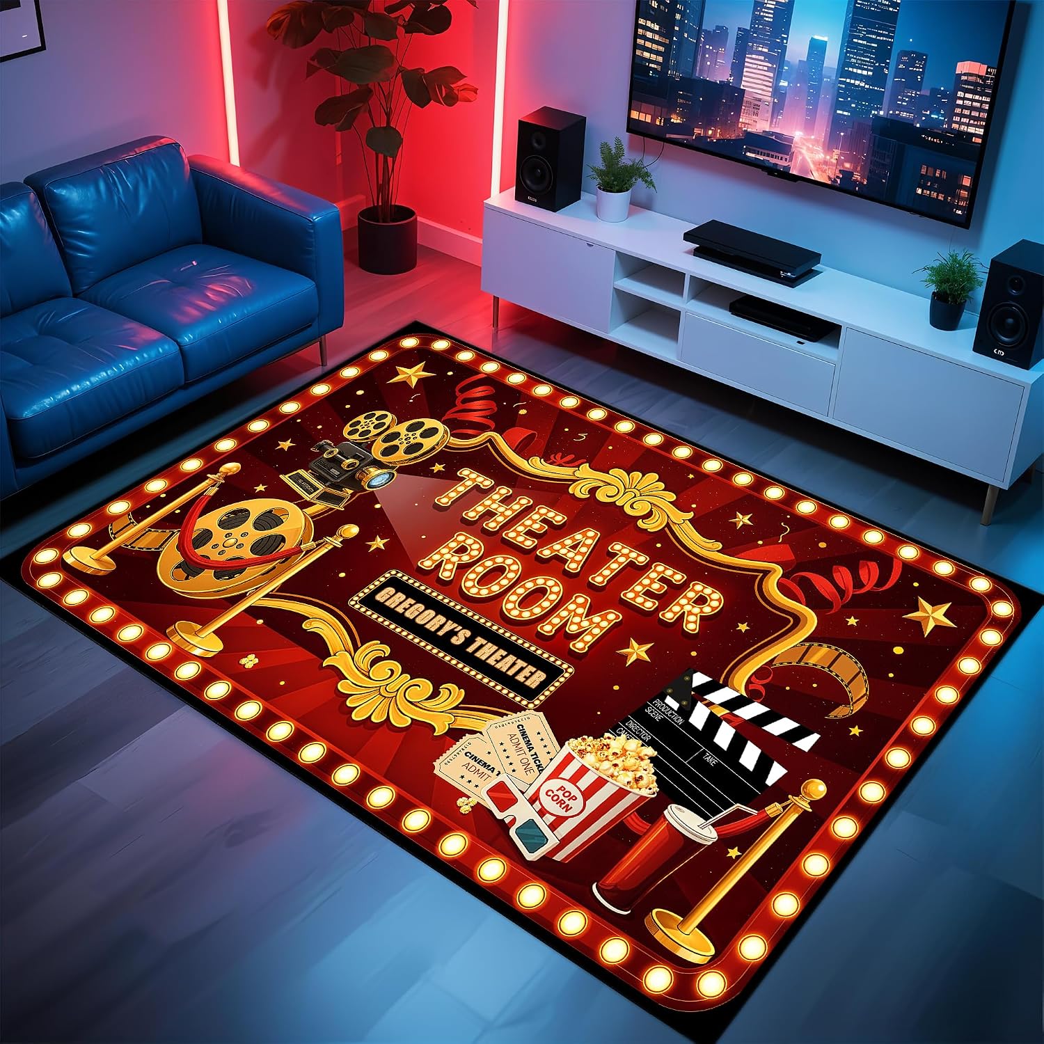 맞춤형 레터링 시네마 러그, 홈시어터 미디어룸용 부드러 - Home Cinema Experience 리뷰 및 가격
